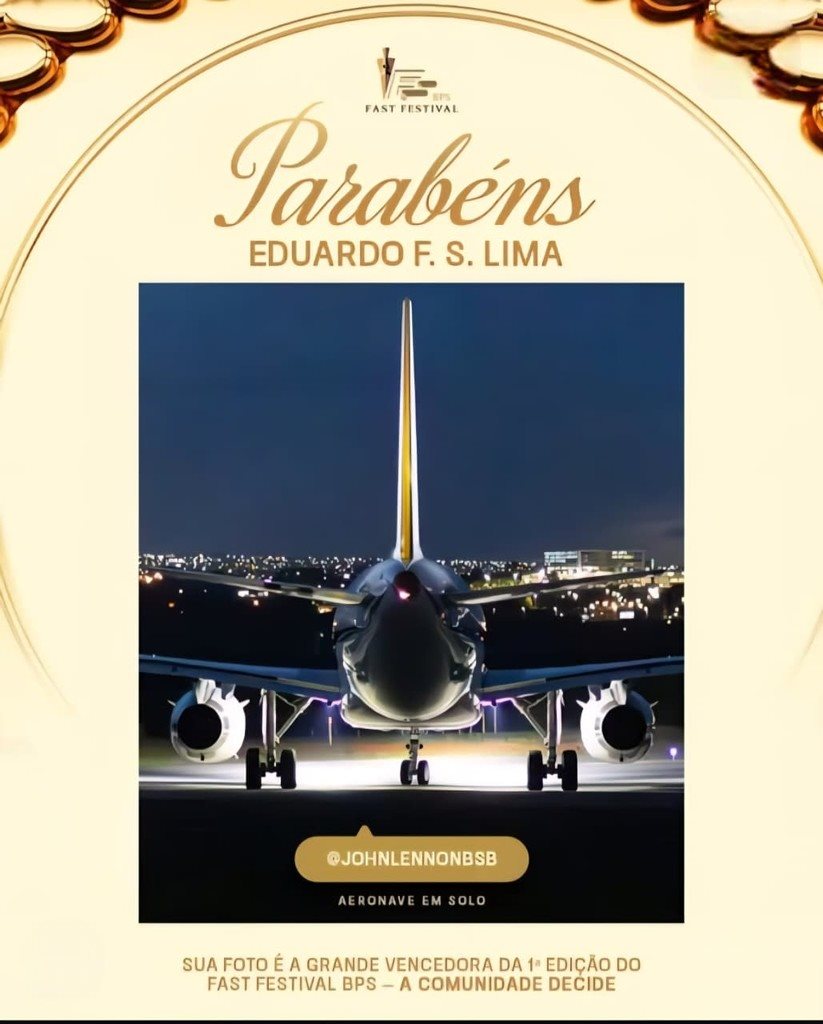 Certificado de 1º lugar no Fast Festival BPS 2025 com a foto Aeronave em Solo