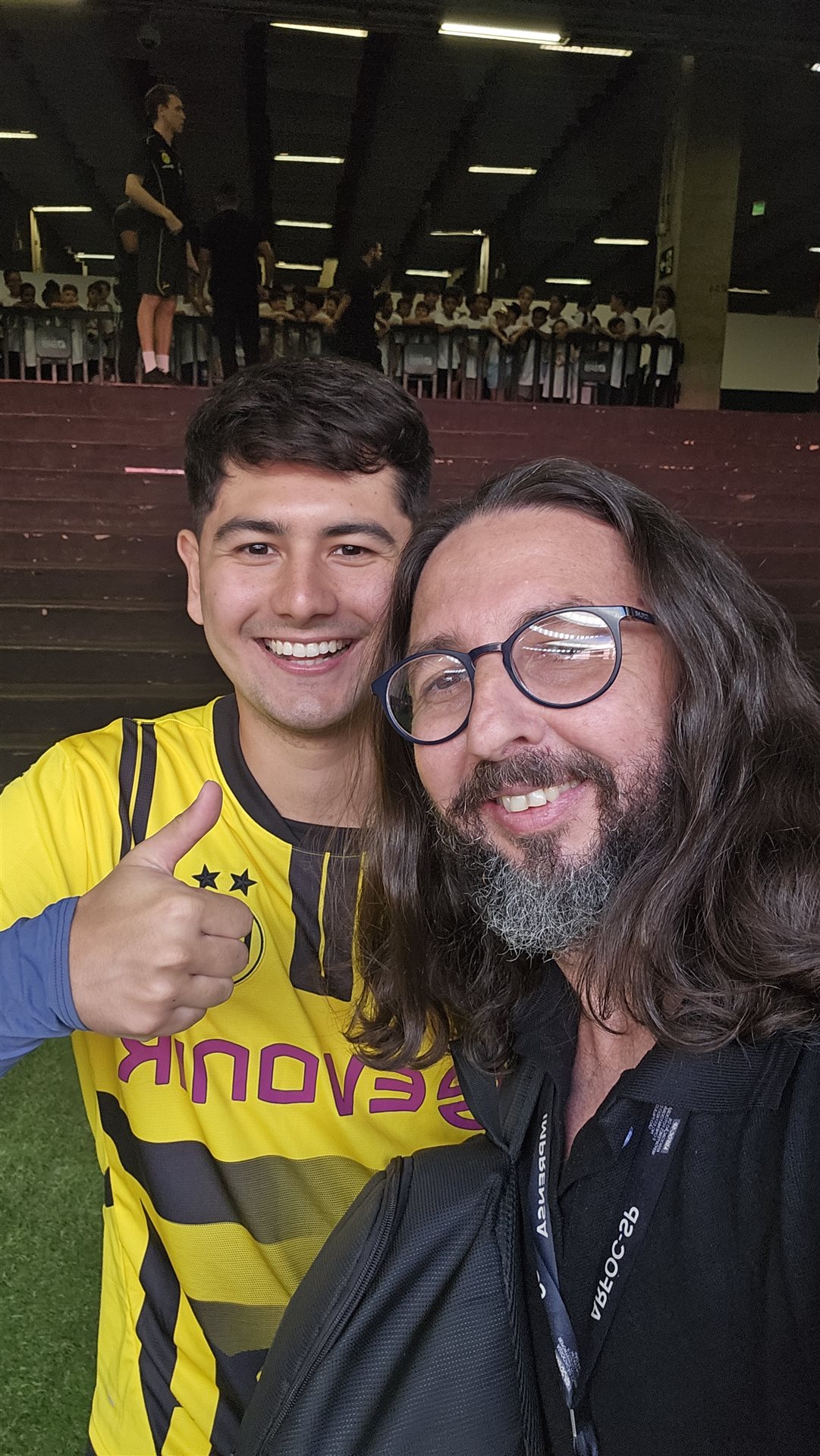 Bastidores da cobertura de imprensa no estádio