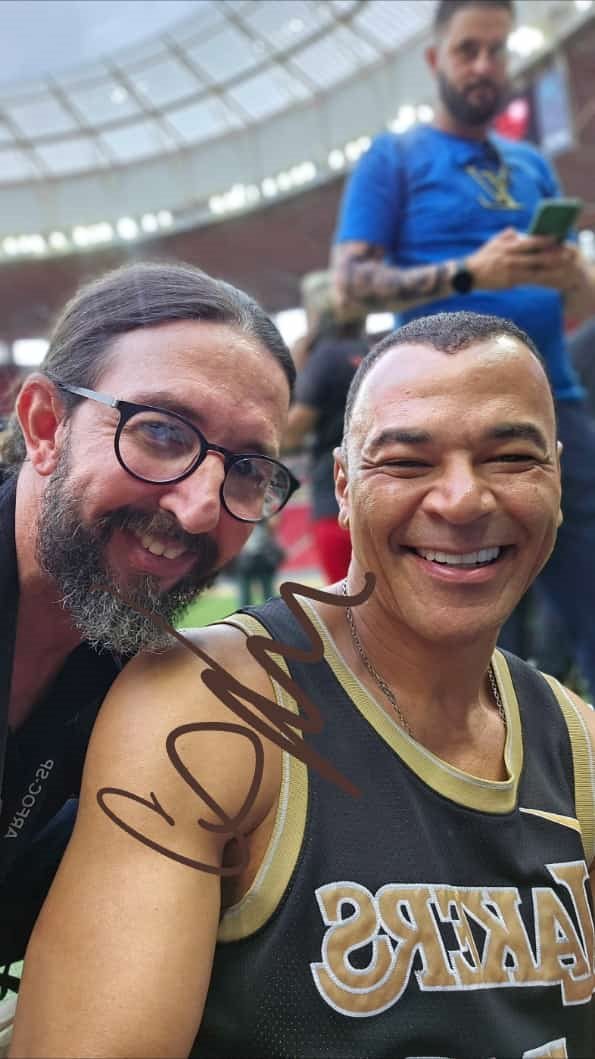 Eduardo F. S. Lima em cobertura esportiva nos bastidores de um estádio